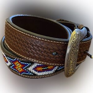 Nocona Men's Basket Weave Diamond Beaded Belt N2412608 Size 42